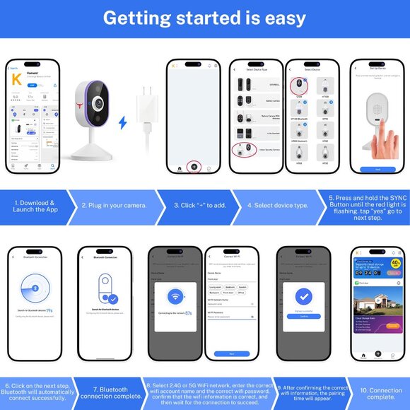Indoor Wi-Fi Security Camera HD Night Vision 2-Way Talk - Picture 3 of 7